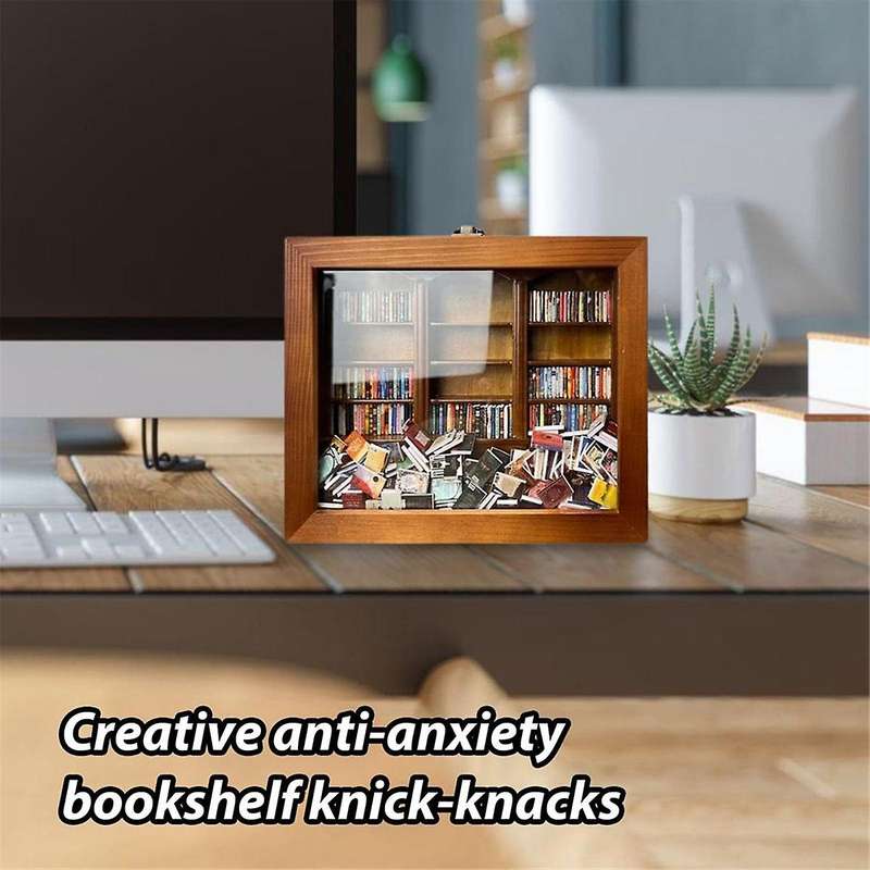2PCS Anxiety Bookshelf Shake Your Anxiety, Bookshelf Decoration, Book Lover Christmas Ornaments, Mi