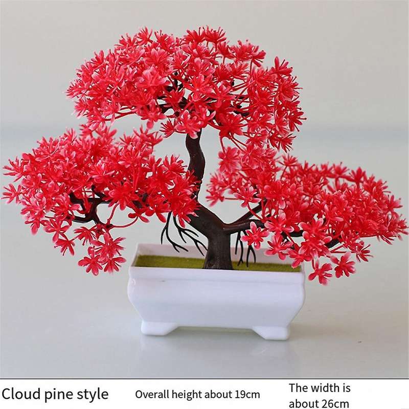 2Pcs Artificial Plant Bonsai Plastic Small Tree Pot Plant Flower Potted Ornaments for Home Room Tabl