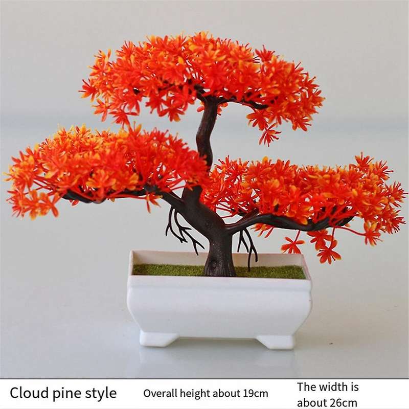 2Pcs Artificial Plant Bonsai Plastic Small Tree Pot Plant Flower Potted Ornaments for Home Room Tabl
