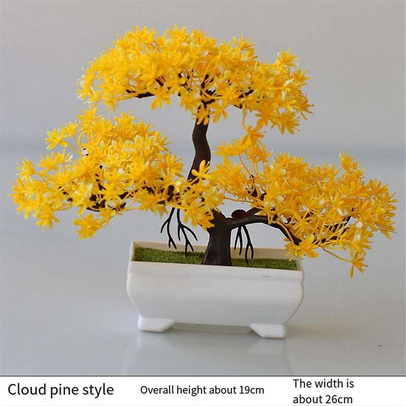 2Pcs Artificial Plant Bonsai Plastic Small Tree Pot Plant Flower Potted Ornaments for Home Room Tabl