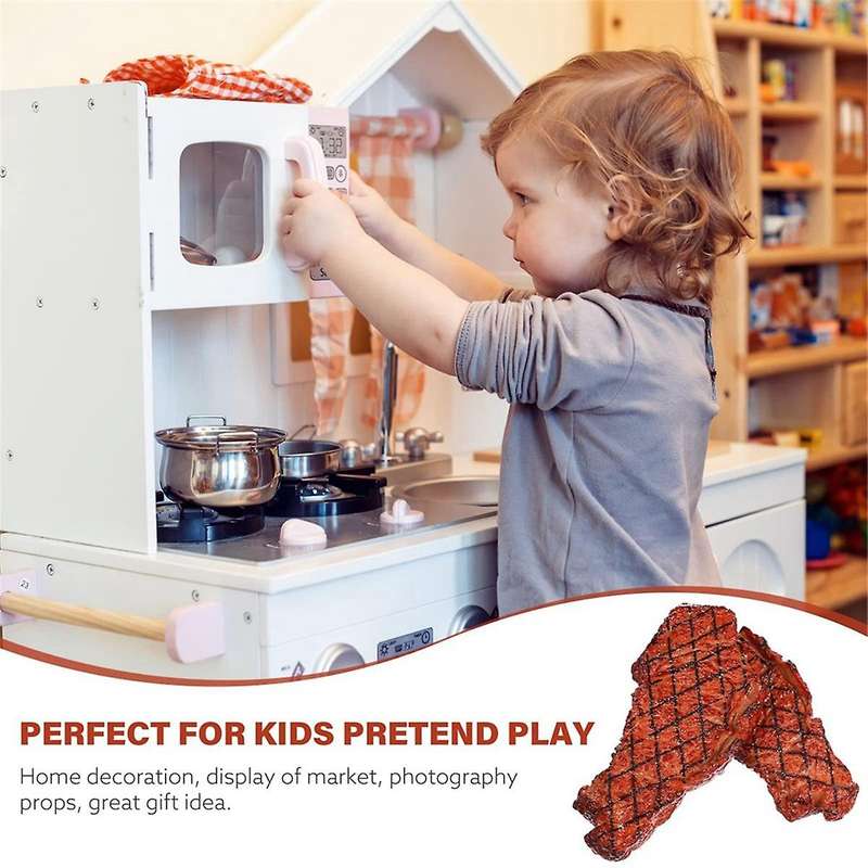 2pcs Artificial Pvc Steak Simulation Food Model Cooked Roast Beef Meat Home Kitchen Market Display