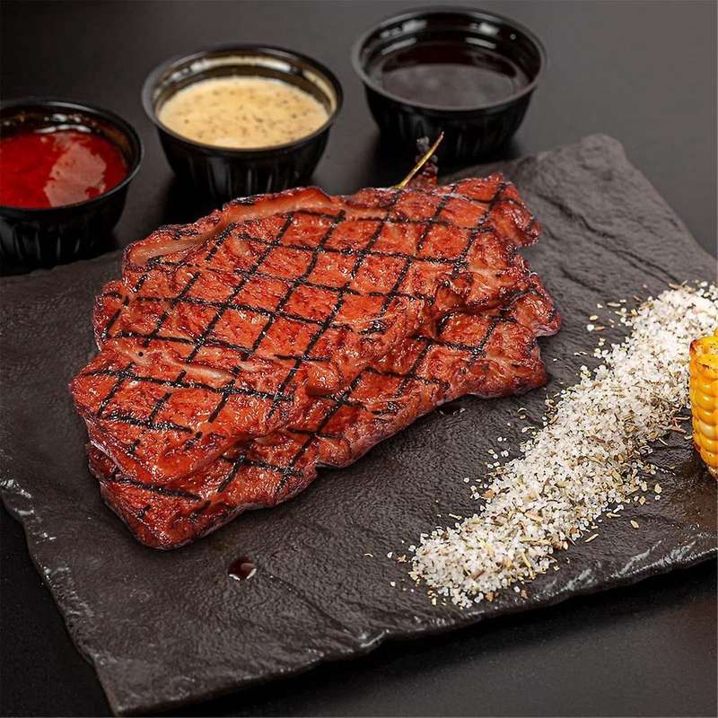 2pcs Artificial Pvc Steak Simulation Food Model Cooked Roast Beef Meat Home Kitchen Market Display