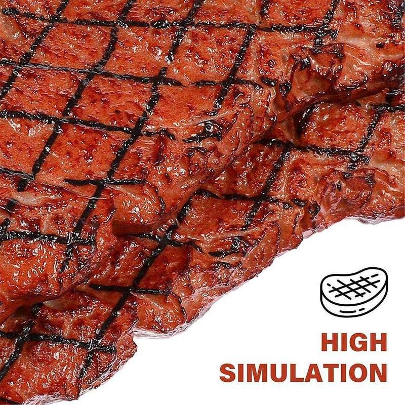 2pcs Artificial Pvc Steak Simulation Food Model Cooked Roast Beef Meat Home Kitchen Market Display