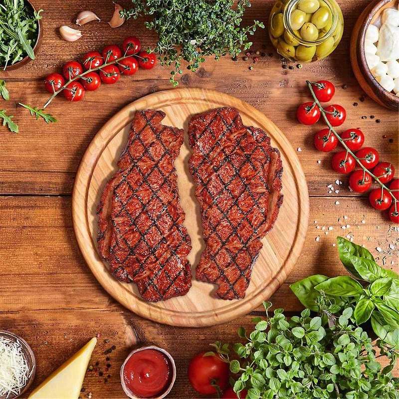 2pcs Artificial Pvc Steak Simulation Food Model Cooked Roast Beef Meat Home Kitchen Market Display
