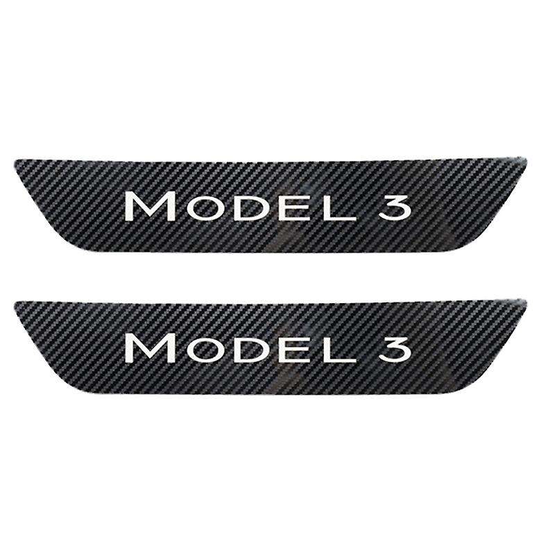 2Pcs Back Door Sill Protector for 2017-2020 Interior Sill Threshold Decoration Imitation Carbon Fibe
