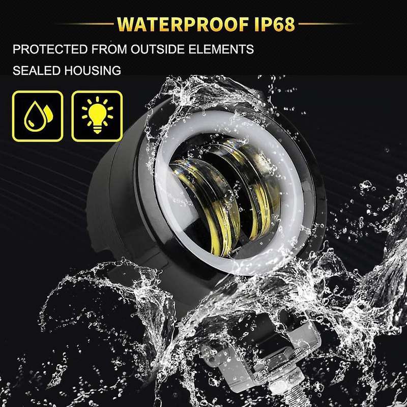 2PCS Auxiliary Light Motorcycle LED Fog Driving Running Lights Angel Eye Spot Lighting Off-Road Vehi