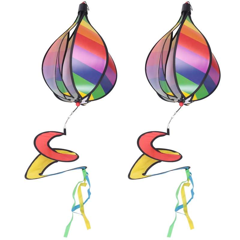 2pcs Balloon Wind Spinner Striped Windsock Balloon Yard Decor Spiral Balloon Windmill