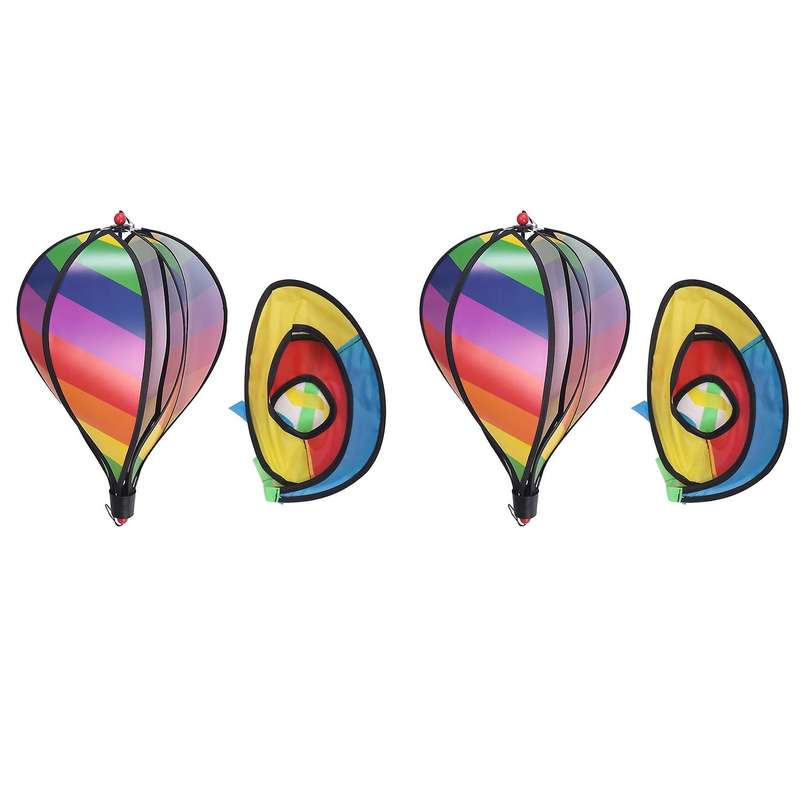2pcs Balloon Wind Spinner Striped Windsock Balloon Yard Decor Spiral Balloon Windmill