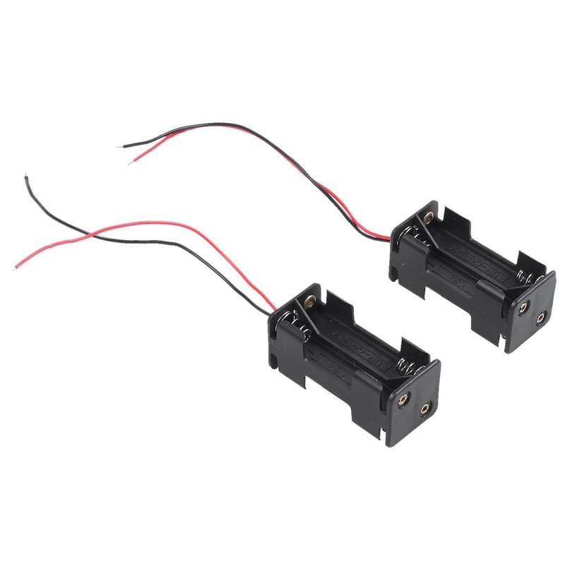2pcs Black 2-layers 4 X 1.5v Aaa Battery Holder Case Box W Wire Leads