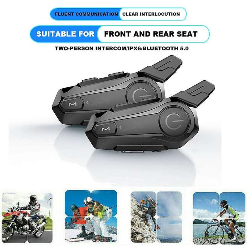 2pcs Bluetooth Intercom Motorcycle Full Helmet Bluetooth Headset for 2 Intercomunicador Wireless Hea