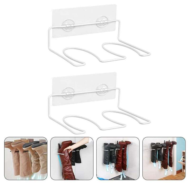2pcs Boot Rack High Tall Storage Organizer Wall Mounted Shoe Holder Shelf Boot Shapers Suppor