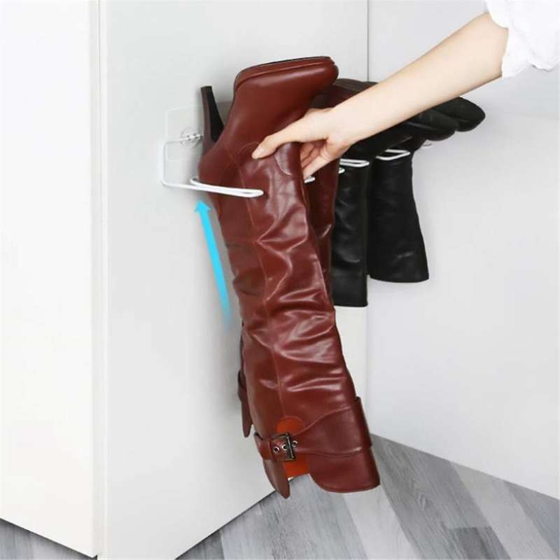 2pcs Boot Rack High Tall Storage Organizer Wall Mounted Shoe Holder Shelf Boot Shapers Suppor