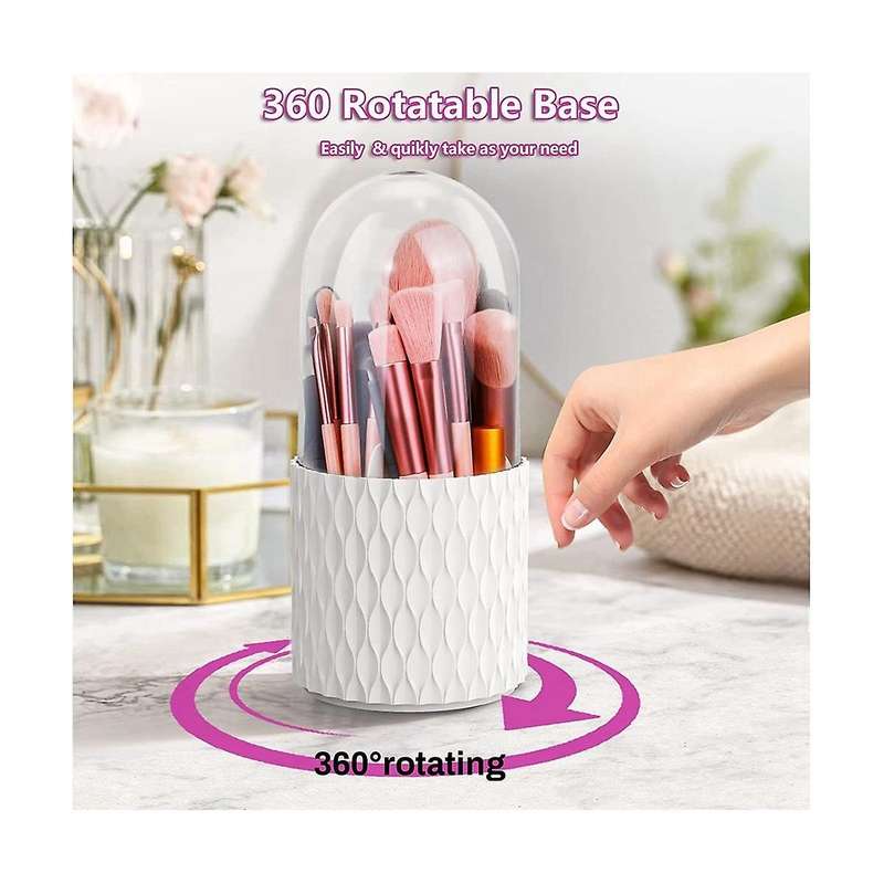2pcs Brush Holder Dustproof & Waterproof Make Up Brush Organizer Storage with Lid for Vanity and Ba