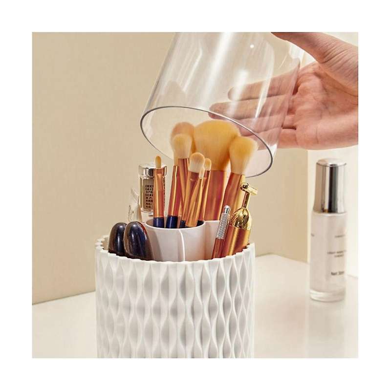 2pcs Brush Holder Dustproof & Waterproof Make Up Brush Organizer Storage with Lid for Vanity and Ba