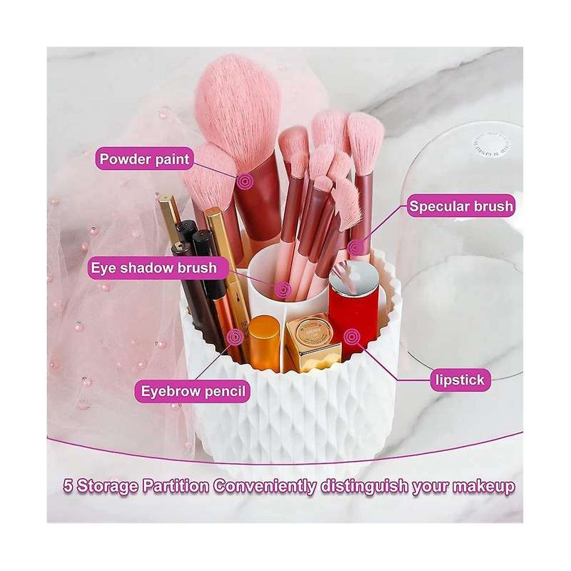 2pcs Brush Holder Dustproof & Waterproof Make Up Brush Organizer Storage with Lid for Vanity and Ba