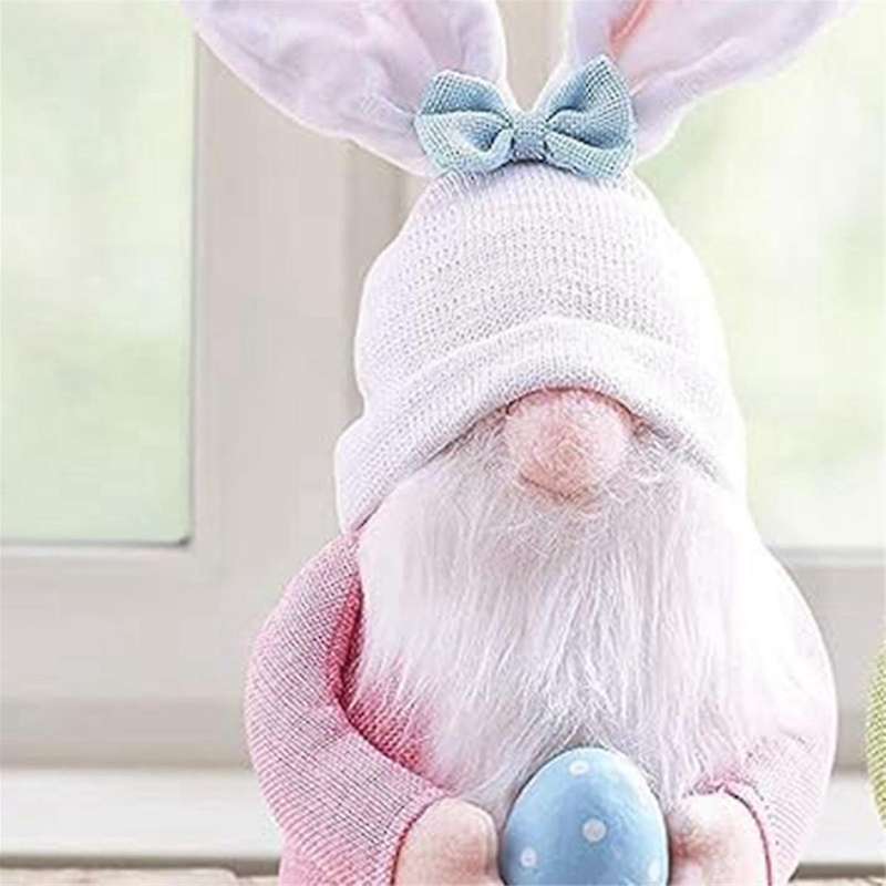 2pcs Bunny Gnome with Easter Egg, Handmade Gnome Faceless Doll, Kids Room Decor and Indoor Spring D