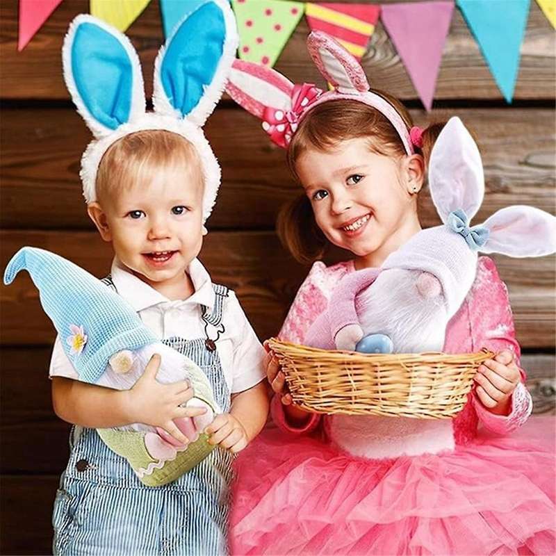 2pcs Bunny Gnome with Easter Egg, Handmade Gnome Faceless Doll, Kids Room Decor and Indoor Spring D