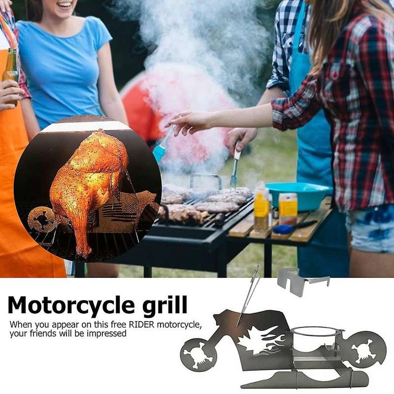 2pcs Camping Barbecue Supplies Chicken Stand Portable Beer Motorcycle Stainless Steel Bbq Oven Grill