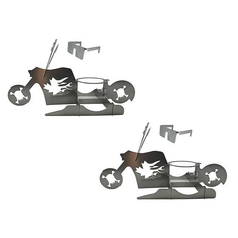 2pcs Camping Barbecue Supplies Chicken Stand Portable Beer Motorcycle Stainless Steel Bbq Oven Grill