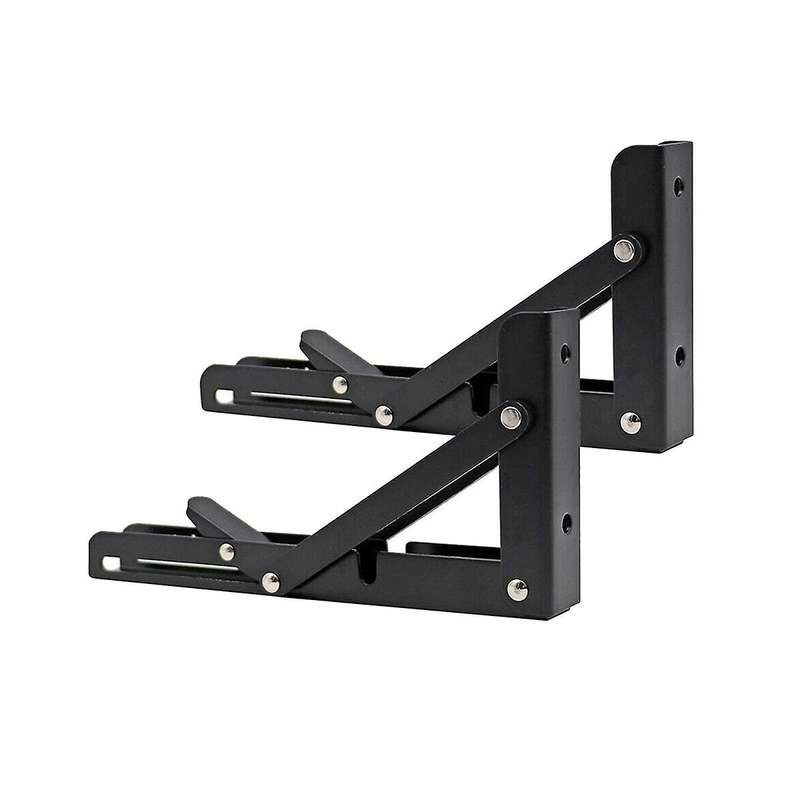 2pcs Campervan Folding Bracket Table Shelf Motorhome Caravan Black Finish Stainless Steel Mini Foldi