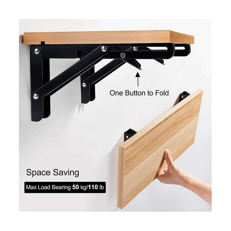 2pcs Campervan Folding Bracket Table Shelf Motorhome Caravan Black Finish Stainless Steel Mini Foldi