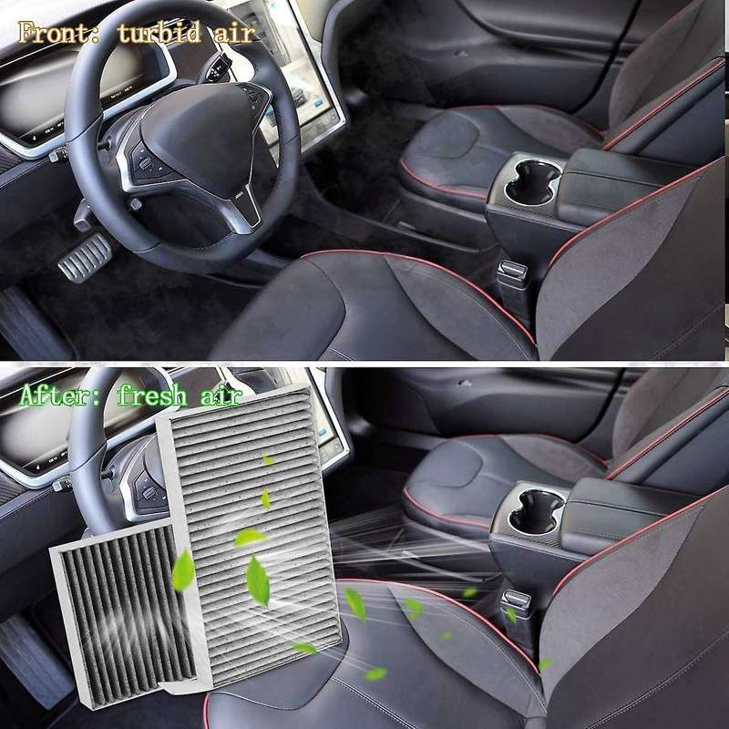 2Pcs Car Activated Carbon Air Inlet-Filter Replacement for 2017 2018 2019 2020
