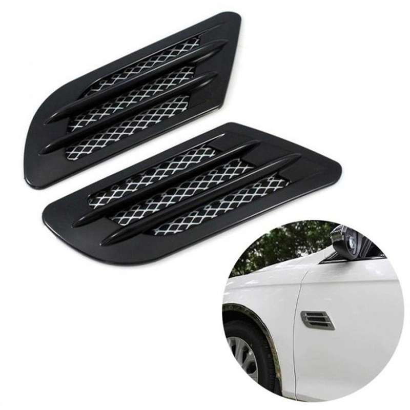 2PCS Car Air Inlet Decoration Simulation Fake Side Air Vent Decoration Trim Silver