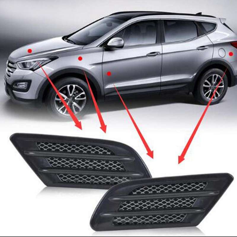 2PCS Car Air Inlet Decoration Simulation Fake Side Air Vent Decoration Trim Silver