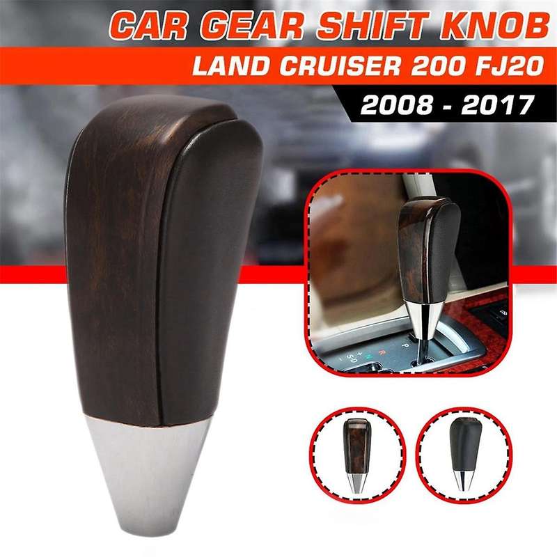 2pcs Car Automatic Gear Shift Knob Shifter Lever Dark Wood for Land Cruiser Lc200 2008 - 2020