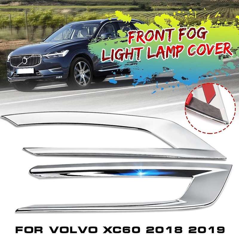 2Pcs Car Body Styling Front Head Fog Light Lamp Detector Frame Stick ABS Chrome Cover Trim Part for