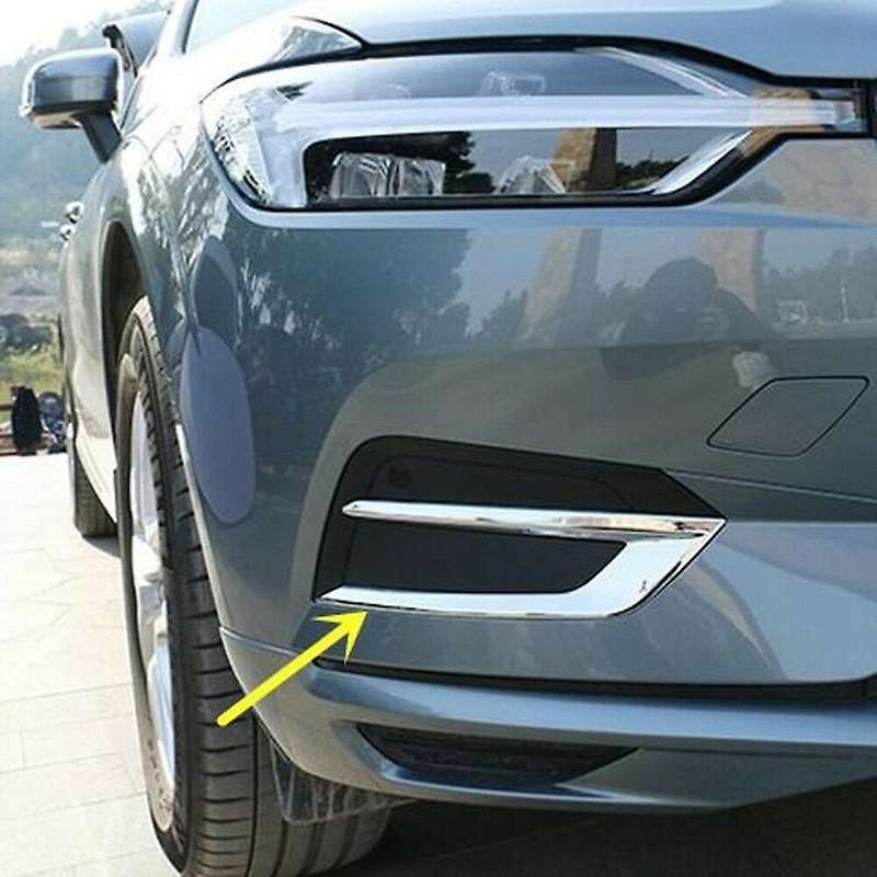 2Pcs Car Body Styling Front Head Fog Light Lamp Detector Frame Stick ABS Chrome Cover Trim Part for