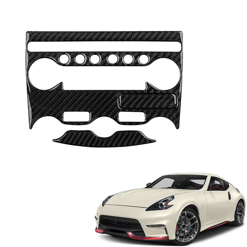 2Pcs Car Carbon Fiber Interior Console Air Condition Multimedia Adjust Panel Cover Trim for 370Z 200