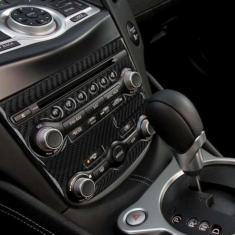 2Pcs Car Carbon Fiber Interior Console Air Condition Multimedia Adjust Panel Cover Trim for 370Z 200