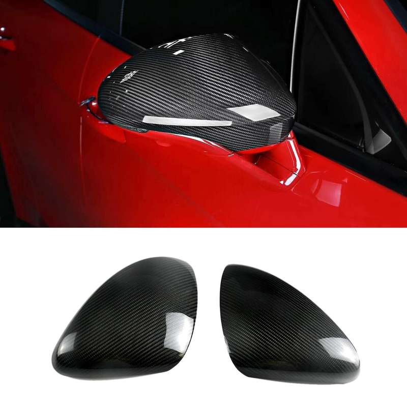 2Pcs Car Carbon Fiber Side Rear View Mirror Cover Trim for  2017-2020