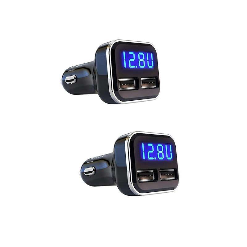 2PCS Car Charger Volt Meter Car Battery Monitor with LED Voltage & Amps Display, for 11 / Xs, Galaxy