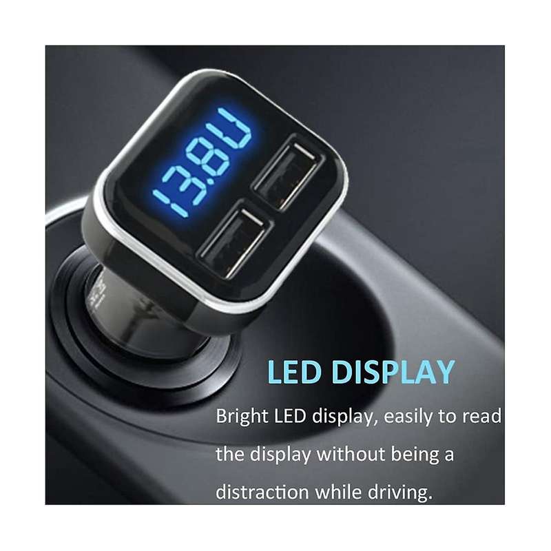 2PCS Car Charger Volt Meter Car Battery Monitor with LED Voltage & Amps Display, for 11 / Xs, Galaxy