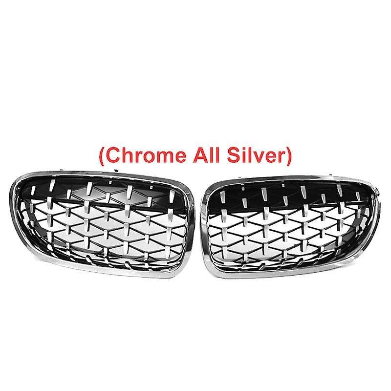 2Pcs Car Chrome Front Kidney Grille Diamond Grille for 5 Series F10 F11 F18 2010-2016 520I 525I 528I