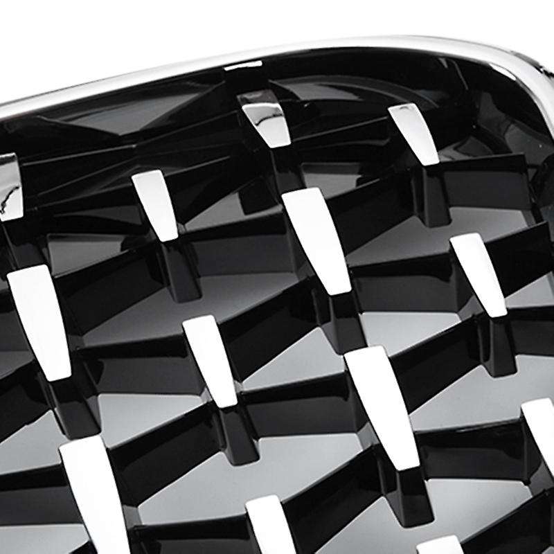 2Pcs Car Chrome Front Kidney Grille Diamond Grille for 5 Series F10 F11 F18 2010-2016 520I 525I 528I