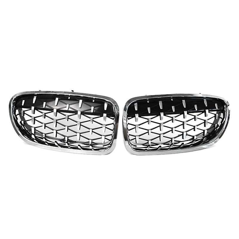 2Pcs Car Chrome Front Kidney Grille Diamond Grille for 5 Series F10 F11 F18 2010-2016 520I 525I 528I