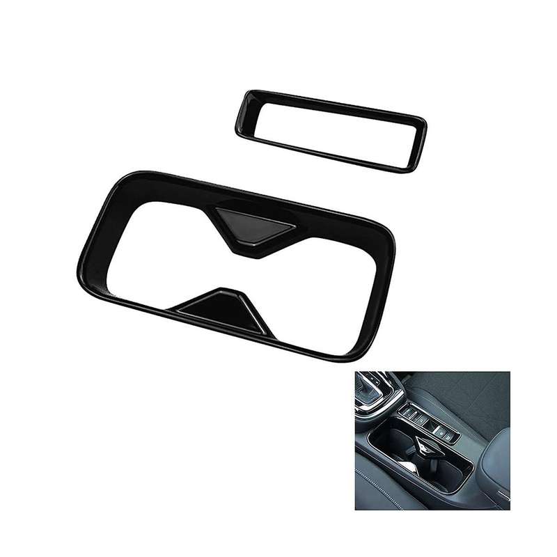 2Pcs Car Center Console Water Cup Holder Decoration Cover Trim Stickers for -V Vezel 2021-2023 Gloss