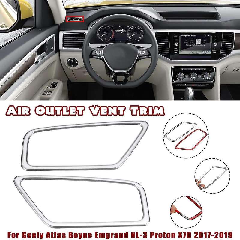 2Pcs Car Dashboard Air Outlet Vent Cover Trim Frame Sticker for Atlas Boyue NL-3 X70 2017-2019