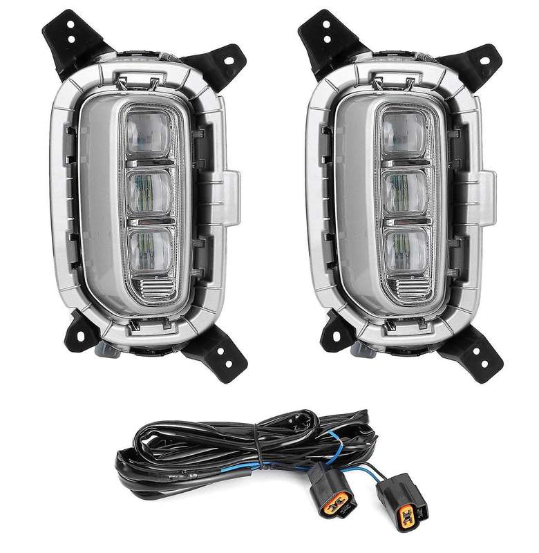 2Pcs Car Daytime Running Lamp Daylight Driving Fog Lights LED Vehicle Modification for KX3 Seltos 2