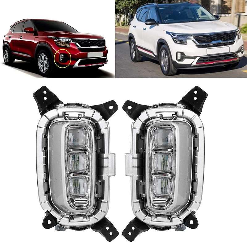 2Pcs Car Daytime Running Lamp Daylight Driving Fog Lights LED Vehicle Modification for KX3 Seltos 2