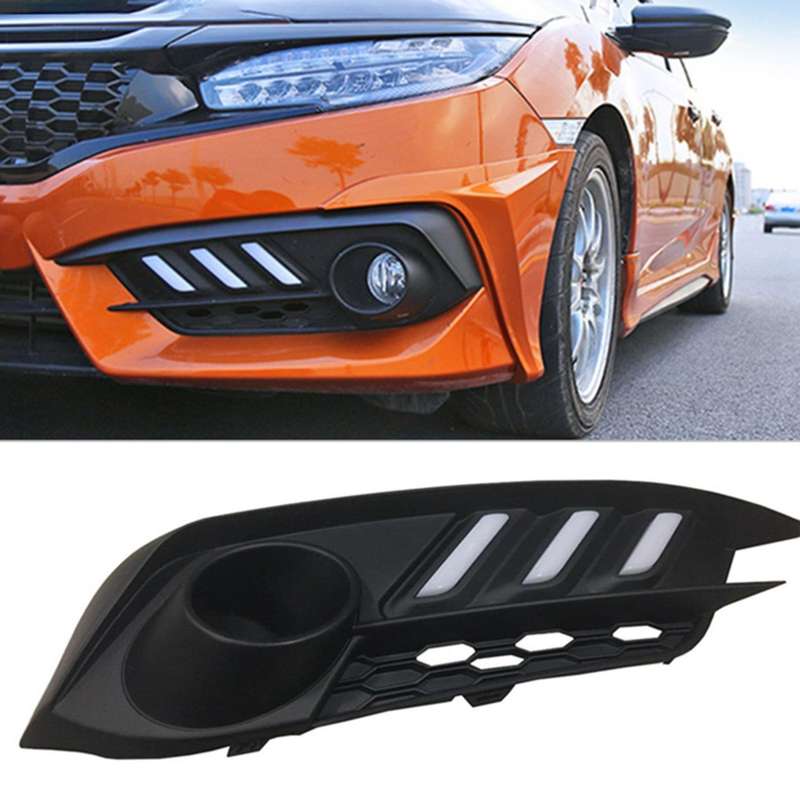 2PCS Car Daytime Running Light LED DRL Fog Lamp Brake Light with Angel Eyes for 10Th 2016-2018 DRL 3