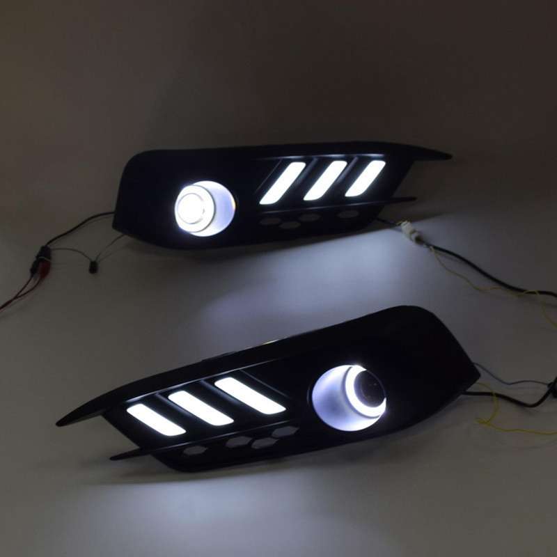 2PCS Car Daytime Running Light LED DRL Fog Lamp Brake Light with Angel Eyes for 10Th 2016-2018 DRL 3