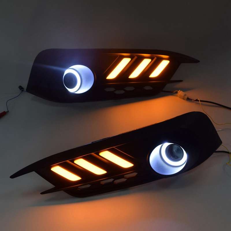 2PCS Car Daytime Running Light LED DRL Fog Lamp Brake Light with Angel Eyes for 10Th 2016-2018 DRL 3
