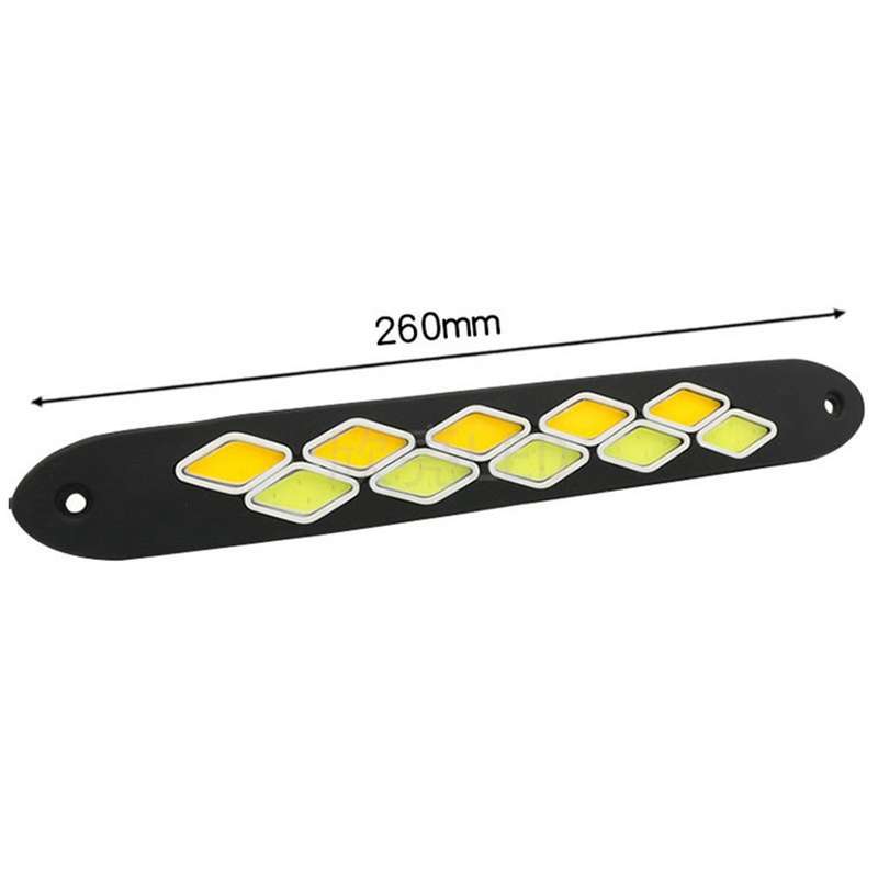 2PCS Car DRL Turn Signal Bendable LED Daytime Running Light 12V Waterproof COB White and Yellow Ligh