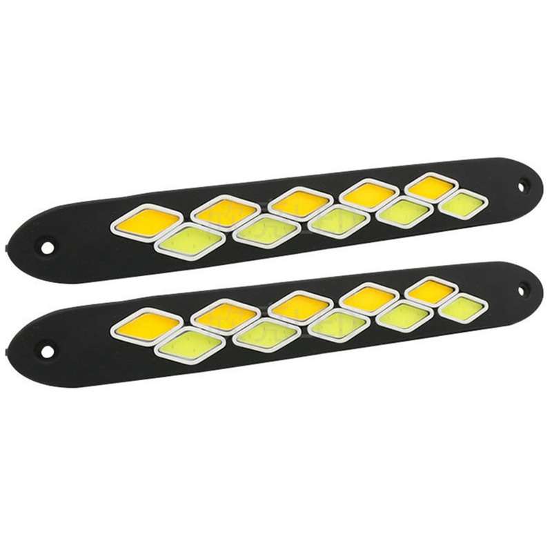 2PCS Car DRL Turn Signal Bendable LED Daytime Running Light 12V Waterproof COB White and Yellow Ligh