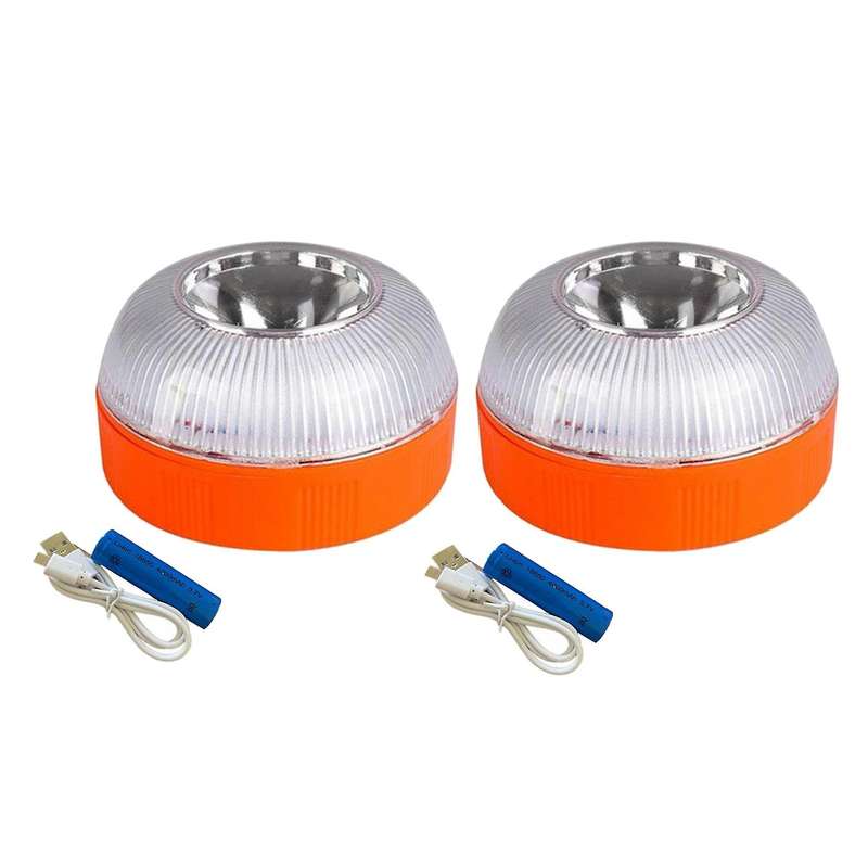 2PCS Car Emergency Light USB Rechargable Emergency Beacon Light LED Road Flashing Warning Light for