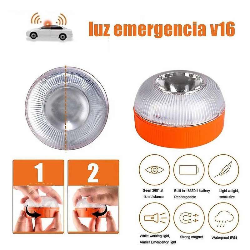 2PCS Car Emergency Light USB Rechargable Emergency Beacon Light LED Road Flashing Warning Light for